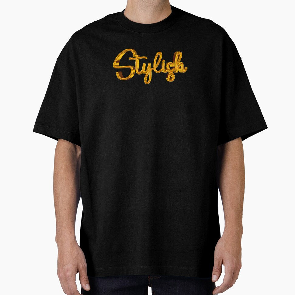The Word Stylish in Shiny Gold Script Typography by Cawaiico