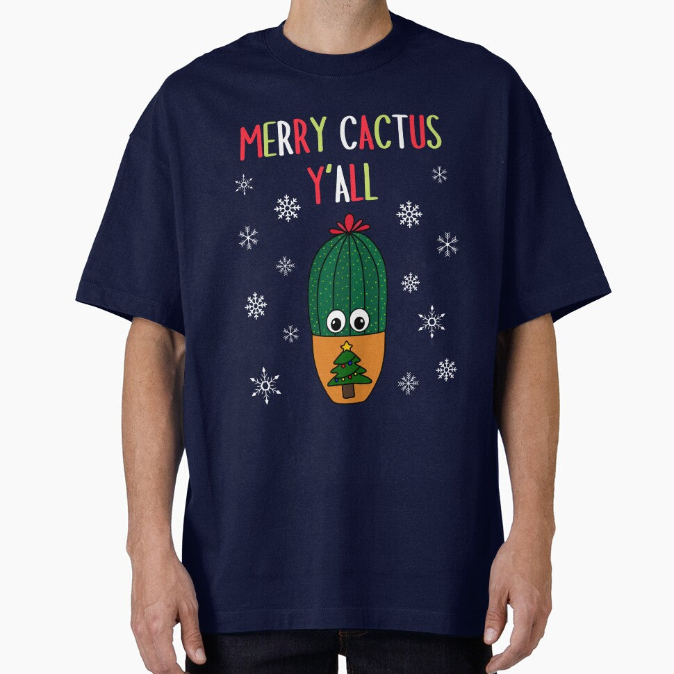Merry Cactus Y'all - Cactus In Christmas Tree Pot by DreamCactus