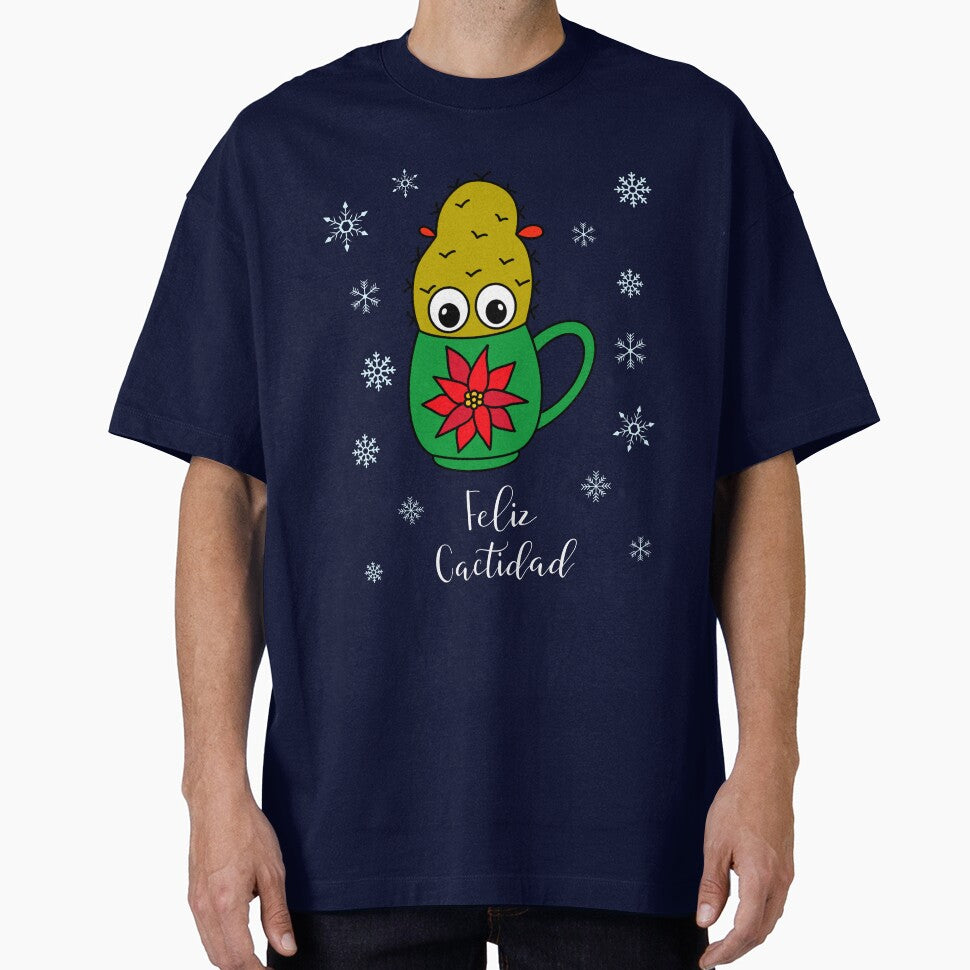 Feliz Cactidad - Small Christmas Cactus In Poinsettia Mug by DreamCactus