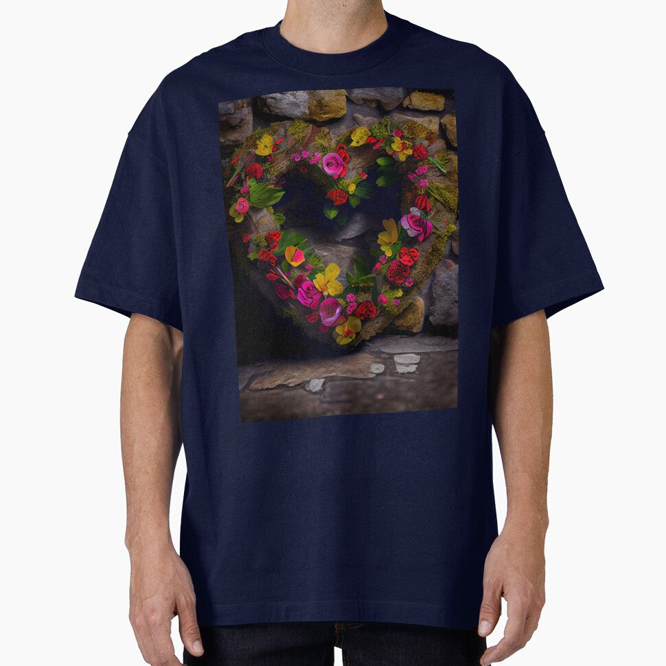 Floral heart ring design on a stone wall 11 both vintage and modern floral wallpaper background new for 2023 by GeoffBeattie