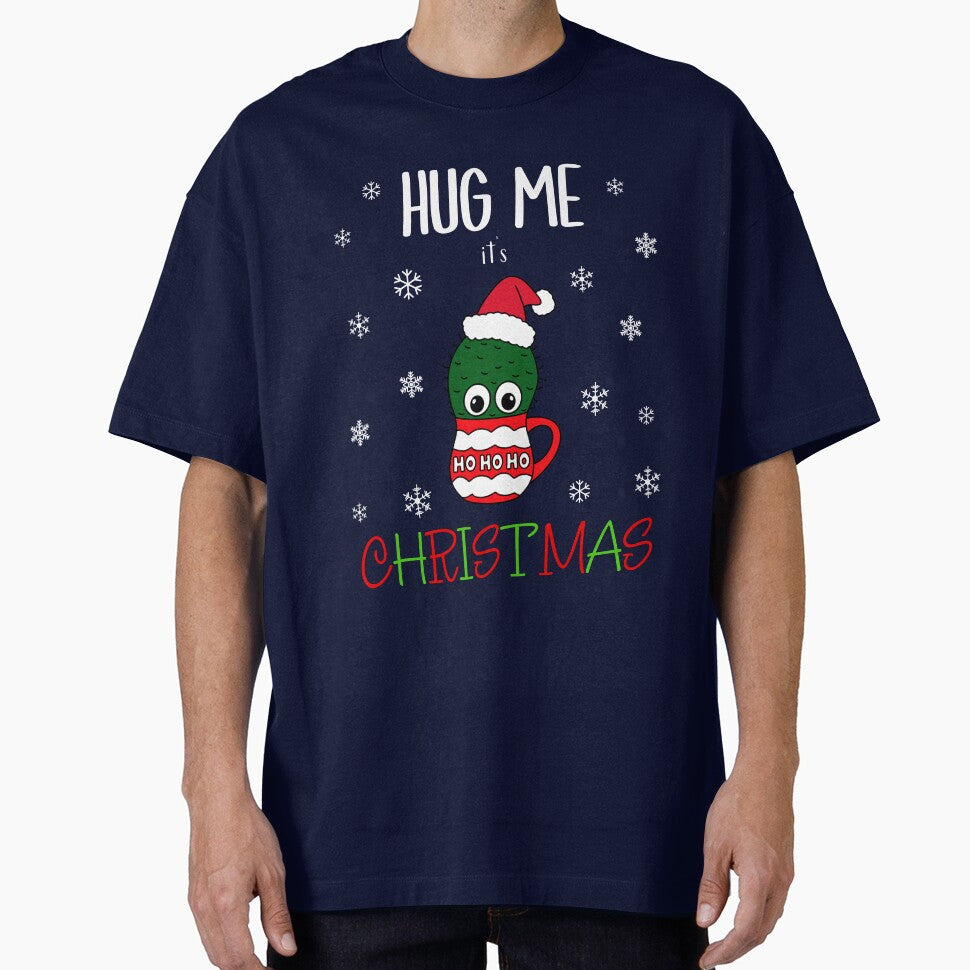 Hug Me It's Christmas - Cactus With A Santa Hat In A Christmas Mug by DreamCactus