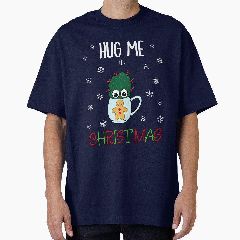 Hug Me It's Christmas - Small Cactus With Red Spikes In Christmas Mug by DreamCactus
