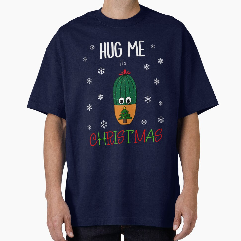 Hug Me It's Christmas - Cactus In Christmas Tree Pot by DreamCactus