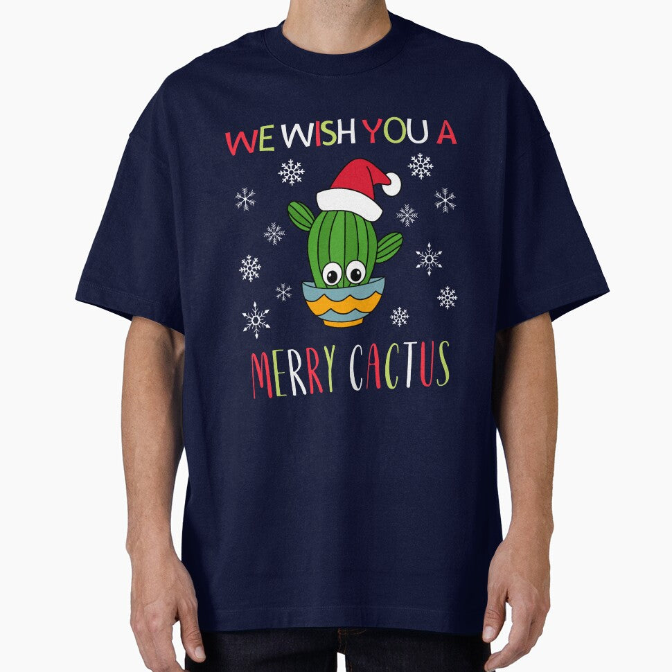 We Wish You A Merry Cactus - Cactus With A Santa Hat In A Bowl by DreamCactus