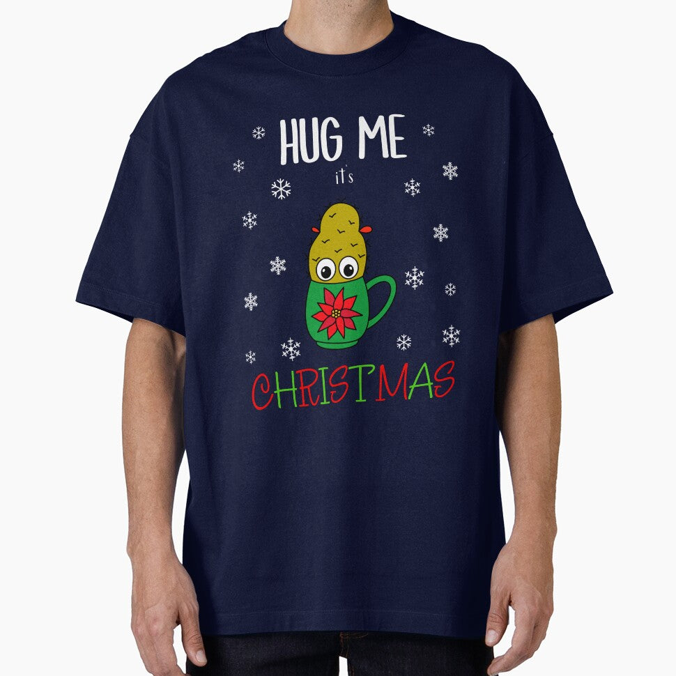 Hug Me It's Christmas - Small Christmas Cactus In Poinsettia Mug by DreamCactus