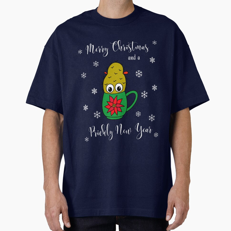 Merry Christmas And A Prickly New Year - Small Christmas Cactus In Poinsettia Mug by DreamCactus