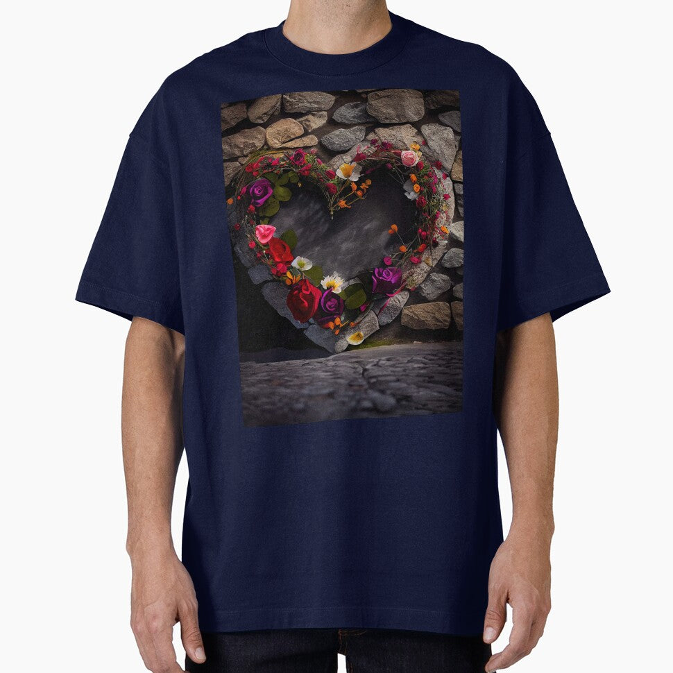 floral heart ring design on a stone wall 3 both vintage and modern floral wallpaper background new for 2023 by GeoffBeattie