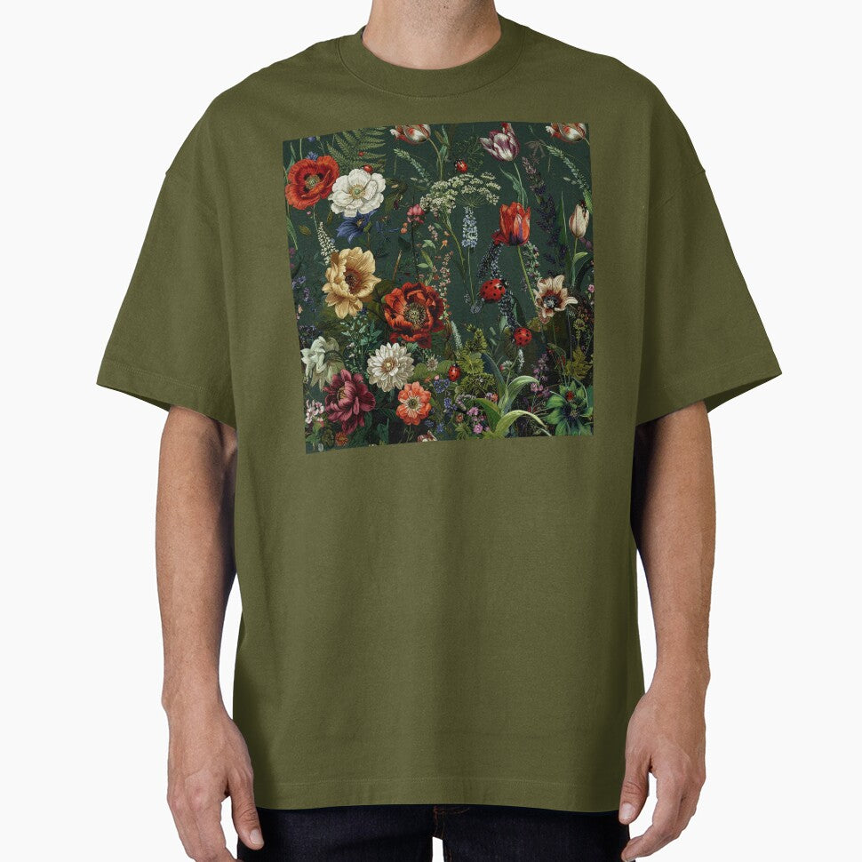 Vintage Wildflower Garden with Ladybugs by Rutvain