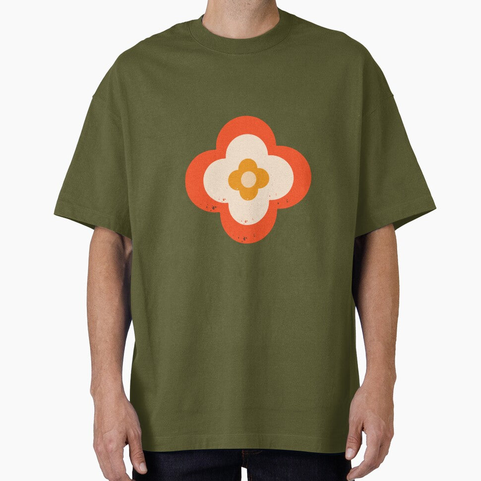 Mod 70s Floral Daisy Orange - Mid Century Floral by susycosta