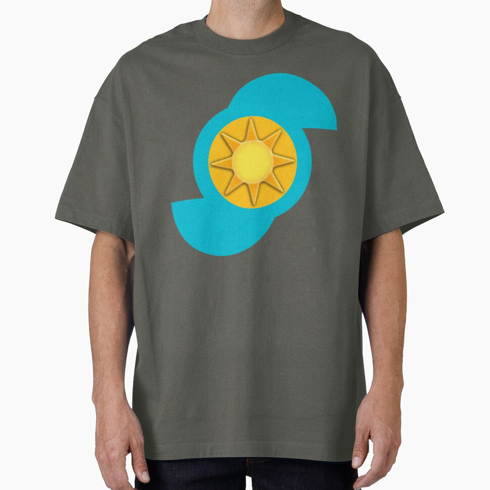 Vibrant Yellow Sun Logo with Blue Waves - Modern Abstract Solar Emblem for Stickers & Tees by Faali950