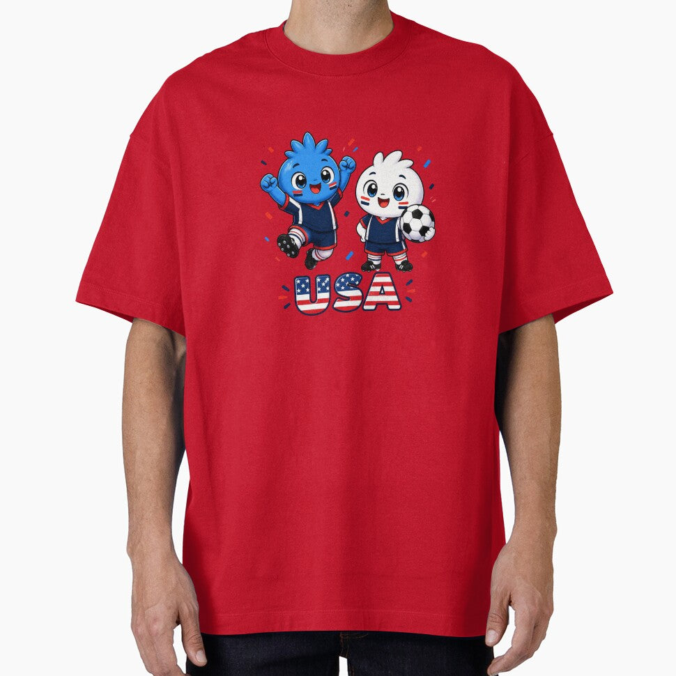 USA soccer mascot – cheerful teammates by World-of-Magic