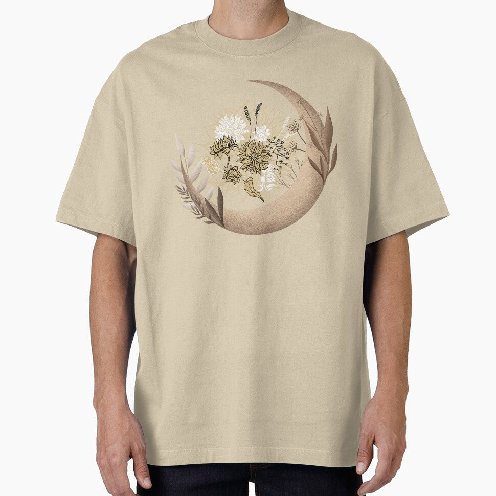 Floral Moon Shirt,Moon Lover Shirt , Moon Flower Shirt , Plant Lover Shirt, Mystical Shirt, Wildflower Shirt, Moon with Magic Flowers Shirt by LIQA
