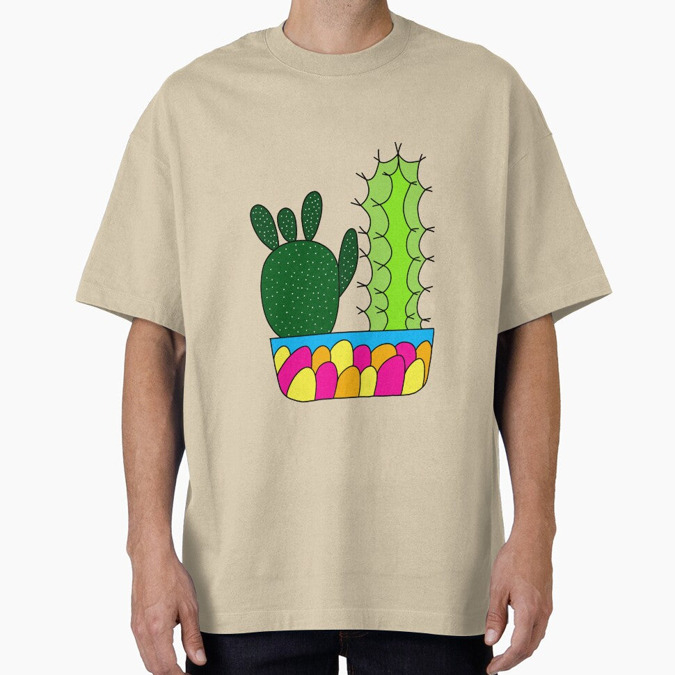 Cute Cactus Design #91: 2 Cacti Types In A Colorful Pot by DreamCactus