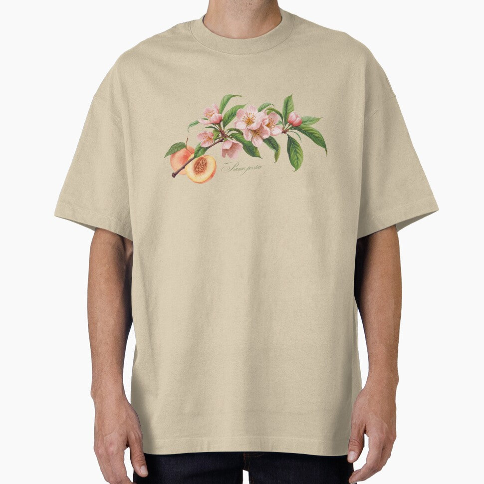 Prunus persica | Flowering Branch with Peach Botanical Illustration by ChristinePartlow