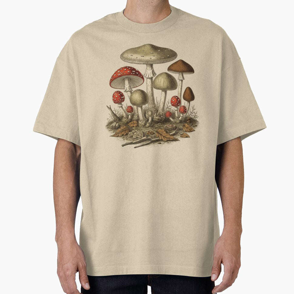 Forest Mushrooms – Botanical Nature Illustration by Dogandesighn