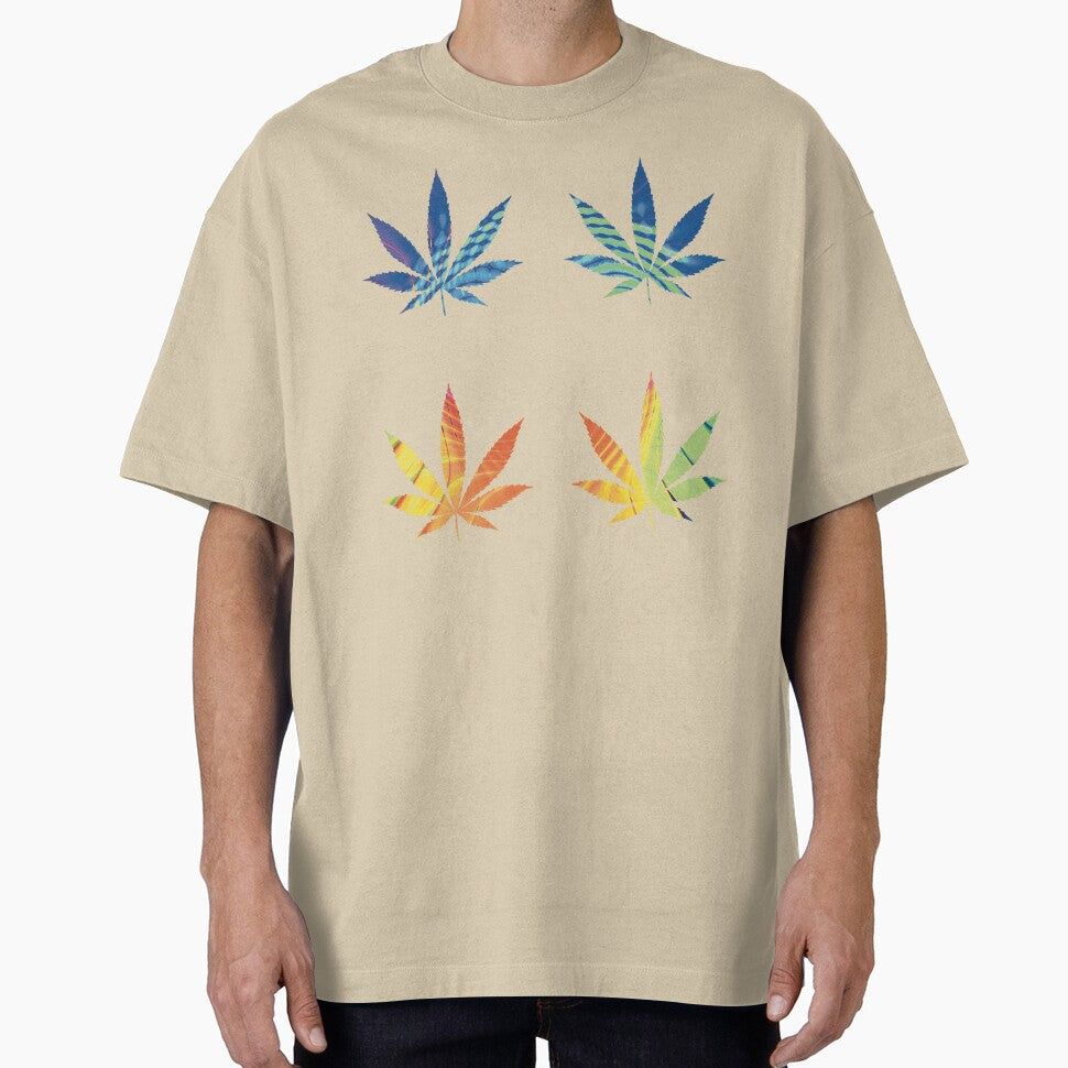 Psychedelic Colors Marijuana Leaf Pattern 4 Sticker Multipack Version 15 by YomeHayin