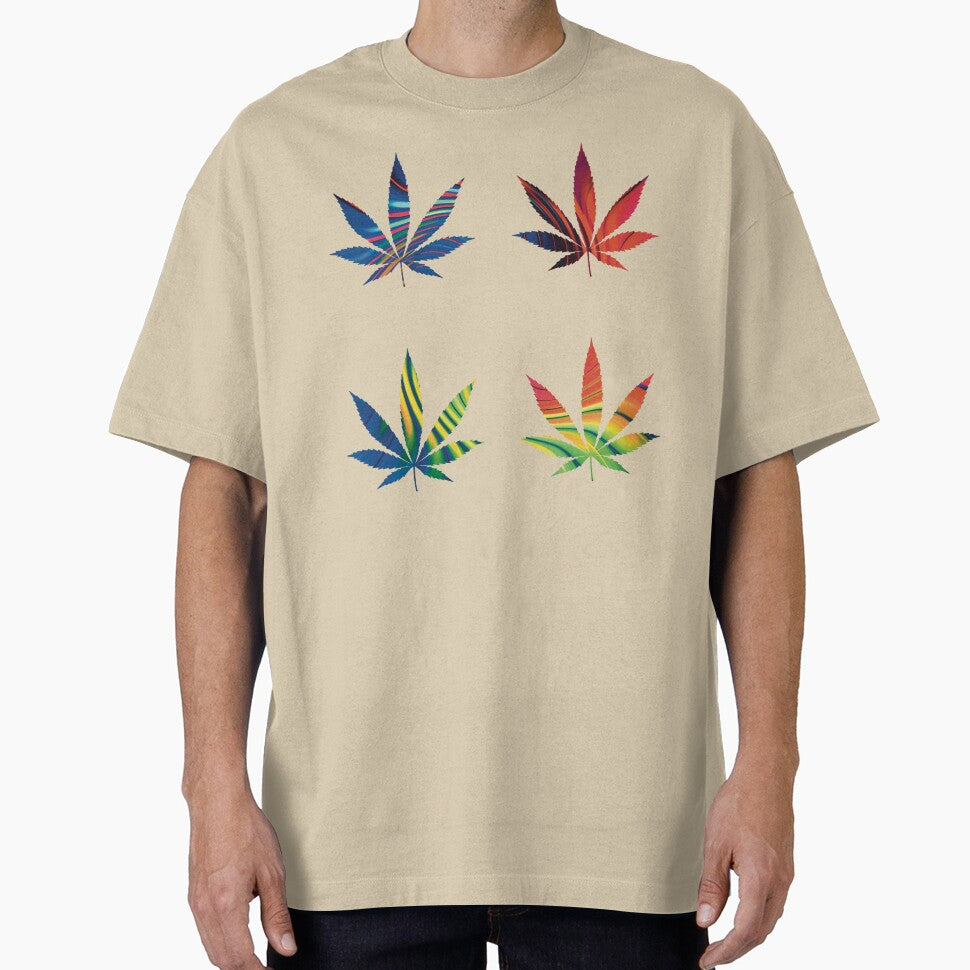 Psychedelic Colors Marijuana Leaf Pattern 4 Sticker Multipack Version 21 by YomeHayin