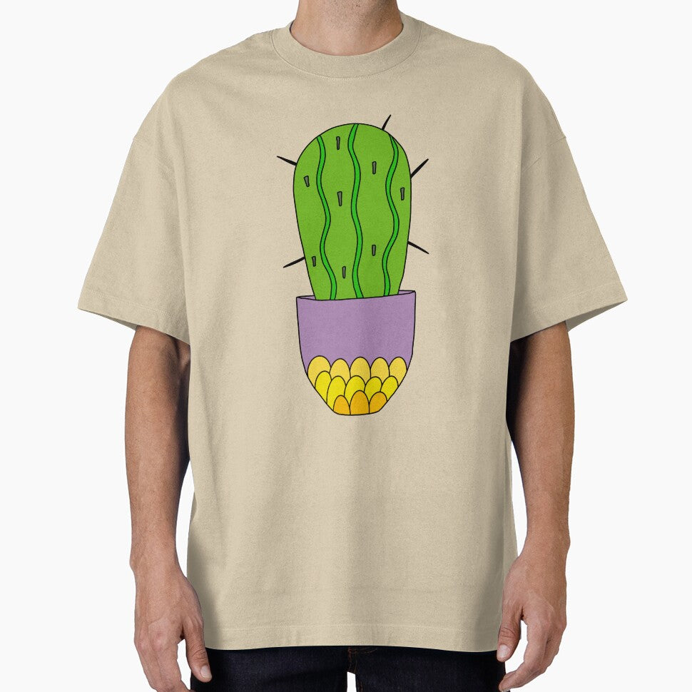 Cute Cactus Design #115: Big Spiky Cactus In A Scalloped Pot by DreamCactus