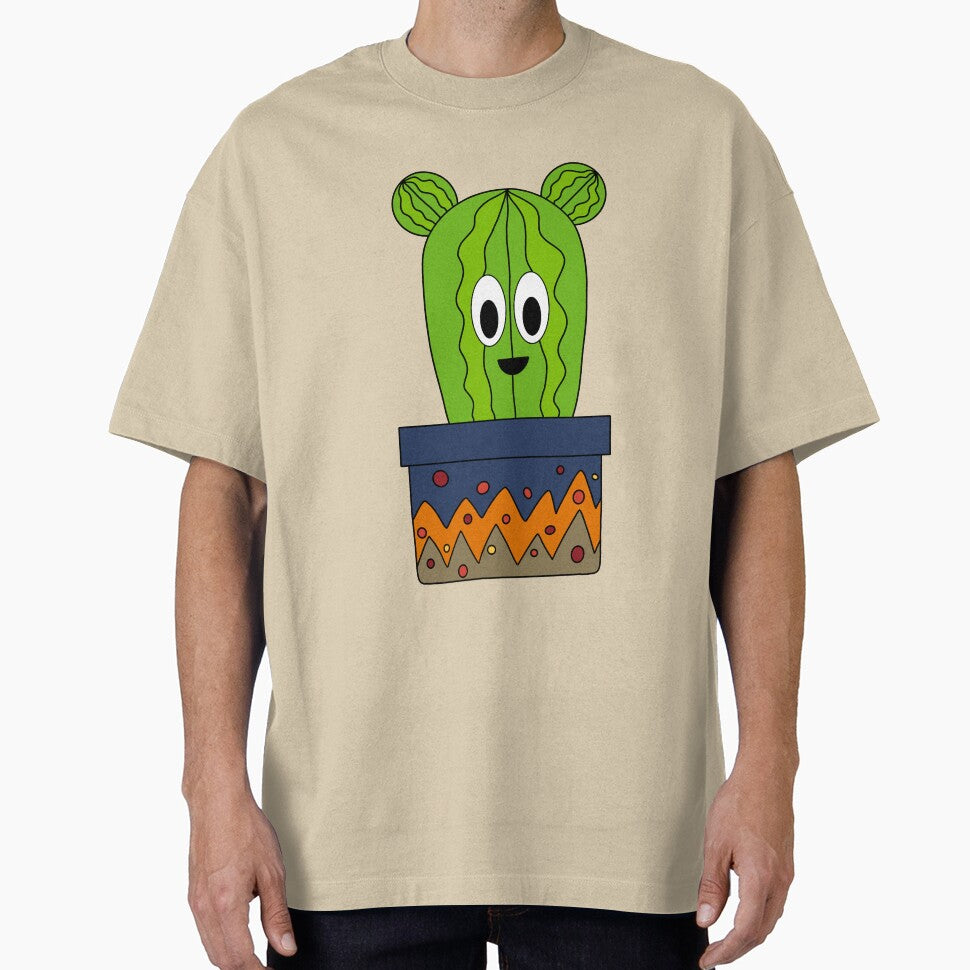 Cute Cactus Design #139: Happy Cactus In A Patterned Pot by DreamCactus