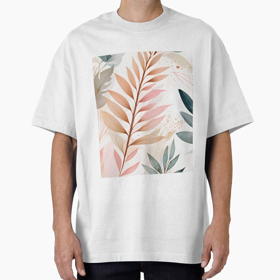Mid Century Botanical Retro Geometric Leaves  Florals  Peach Olive Green by Prints and Lifestyle