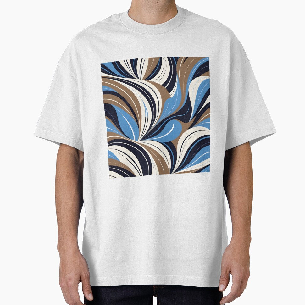 Mid Century Modern Abstract Botanical Brown, Sky Blue by Prints and Lifestyle