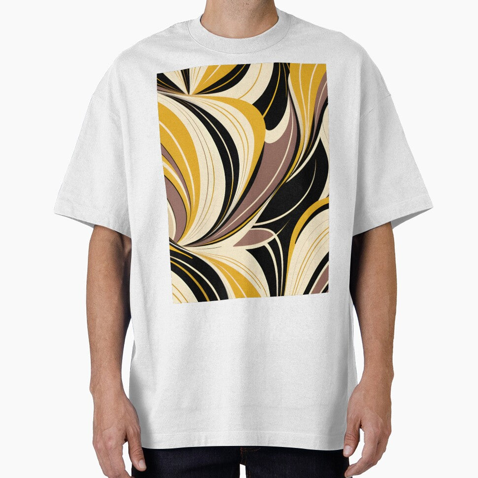 Mid Century Modern  Abstract Botanical Chocolate Brown, Yellow by Prints and Lifestyle