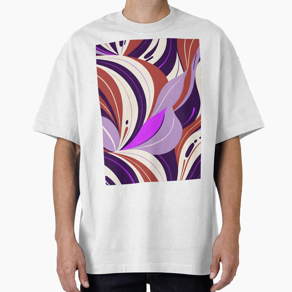 Mid Mod Retro  Abstract Botanical Lilac, Burnt Orange by Prints and Lifestyle