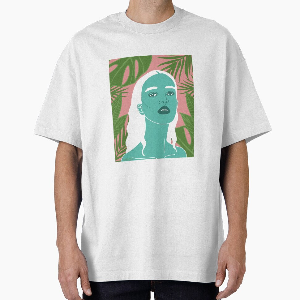 Tropical Leaves with Beautiful Woman Art by Logiamerch