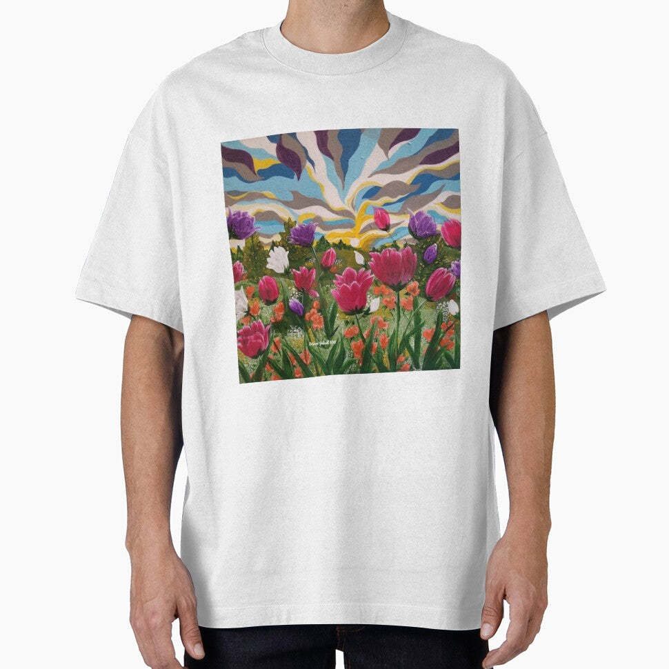 Field of Dreams, Landscape with flowers painting, acrylic floral landscape, colorful abstract landscape by roxanegabriel