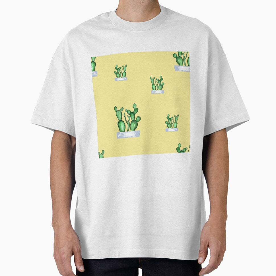 Cactus green seamless pattern a watercolor sketch yellow by Yana Mustafina | Boho Soulful Designs
