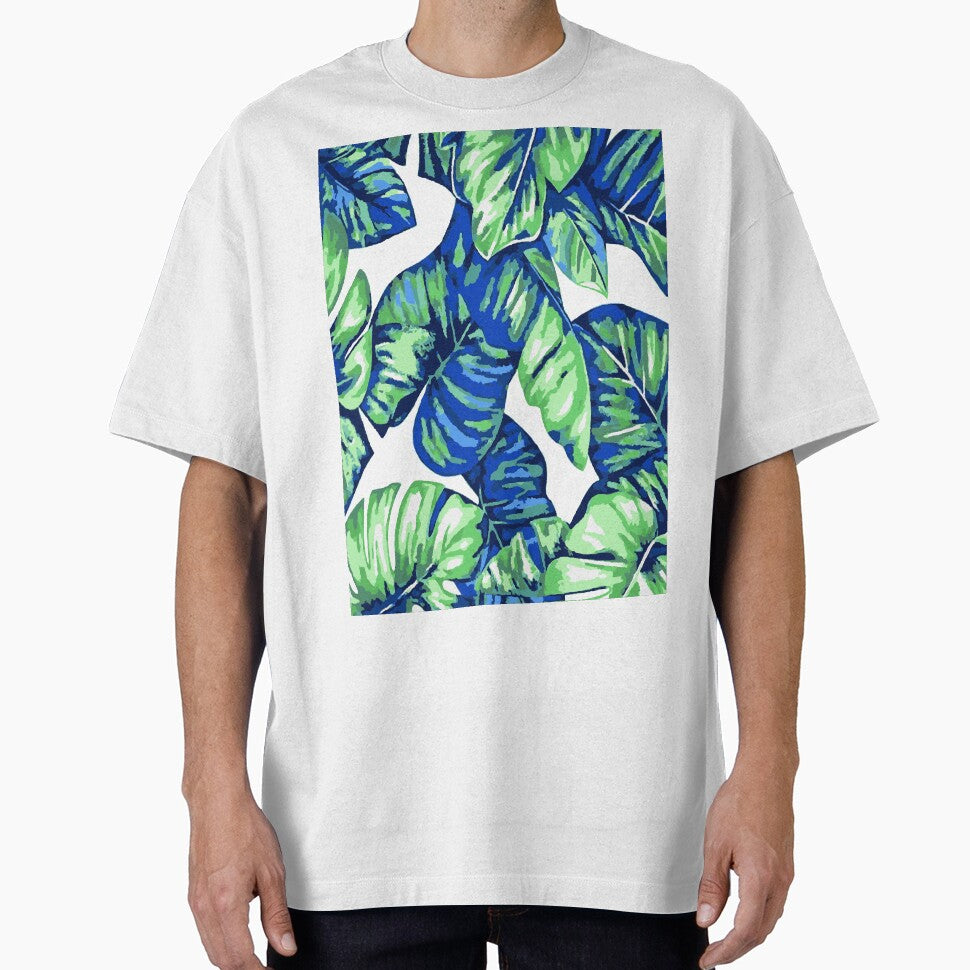 Tropical Leaves Of Banana and Monstera Blue Green Cut Out 2 by taiche