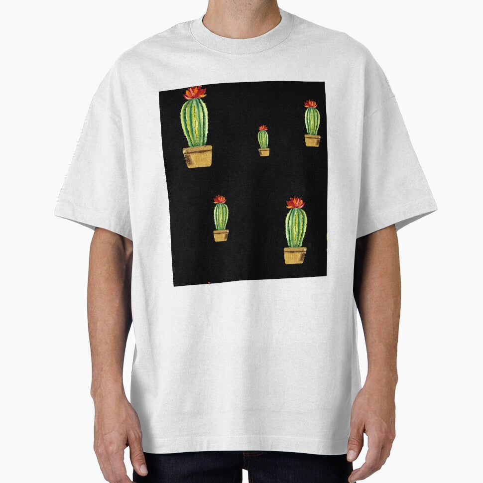Cactus green red flower pattern watercolor sketch black by Yana Mustafina | Boho Soulful Designs
