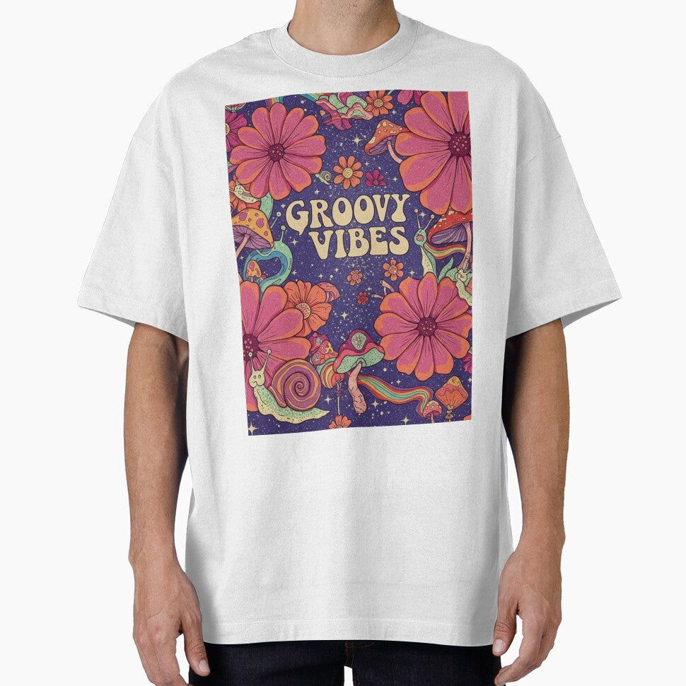 groovy vibes mushroom design tshirt by anandsiva2703