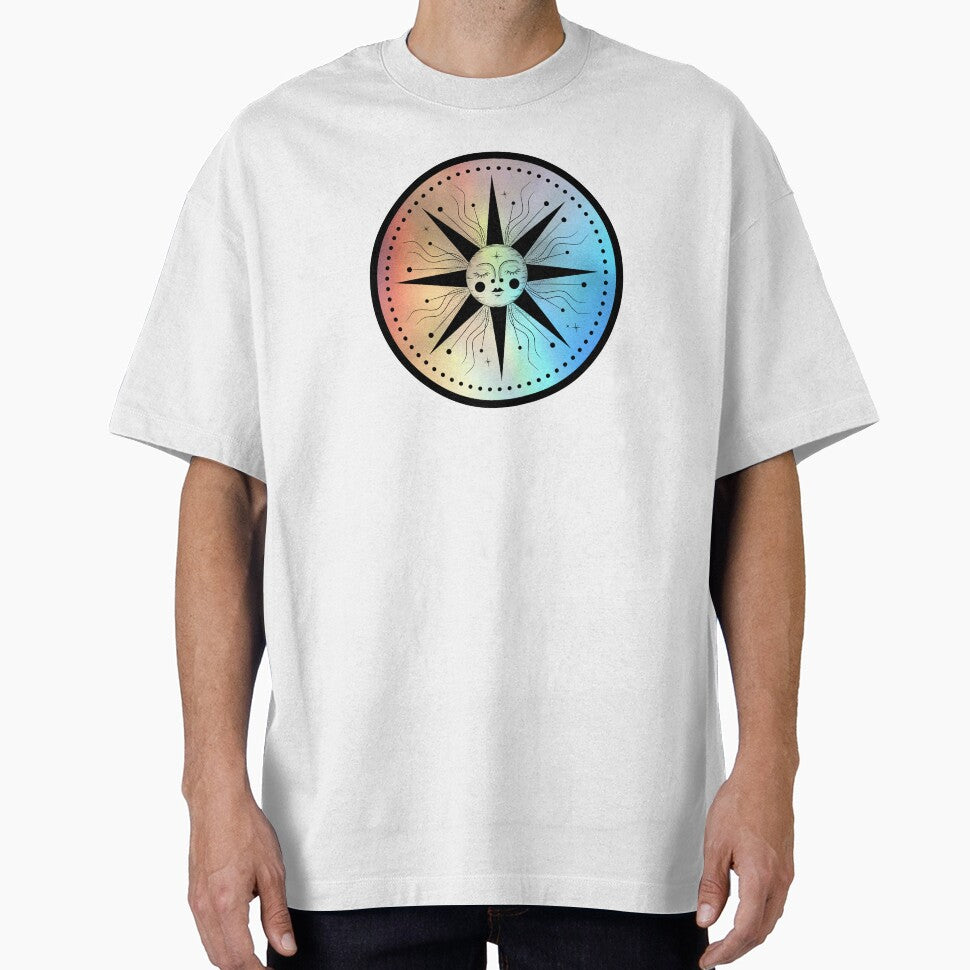 Modern Holographic Celestial Boho Style Sun Face by OnyxMoonDesigns