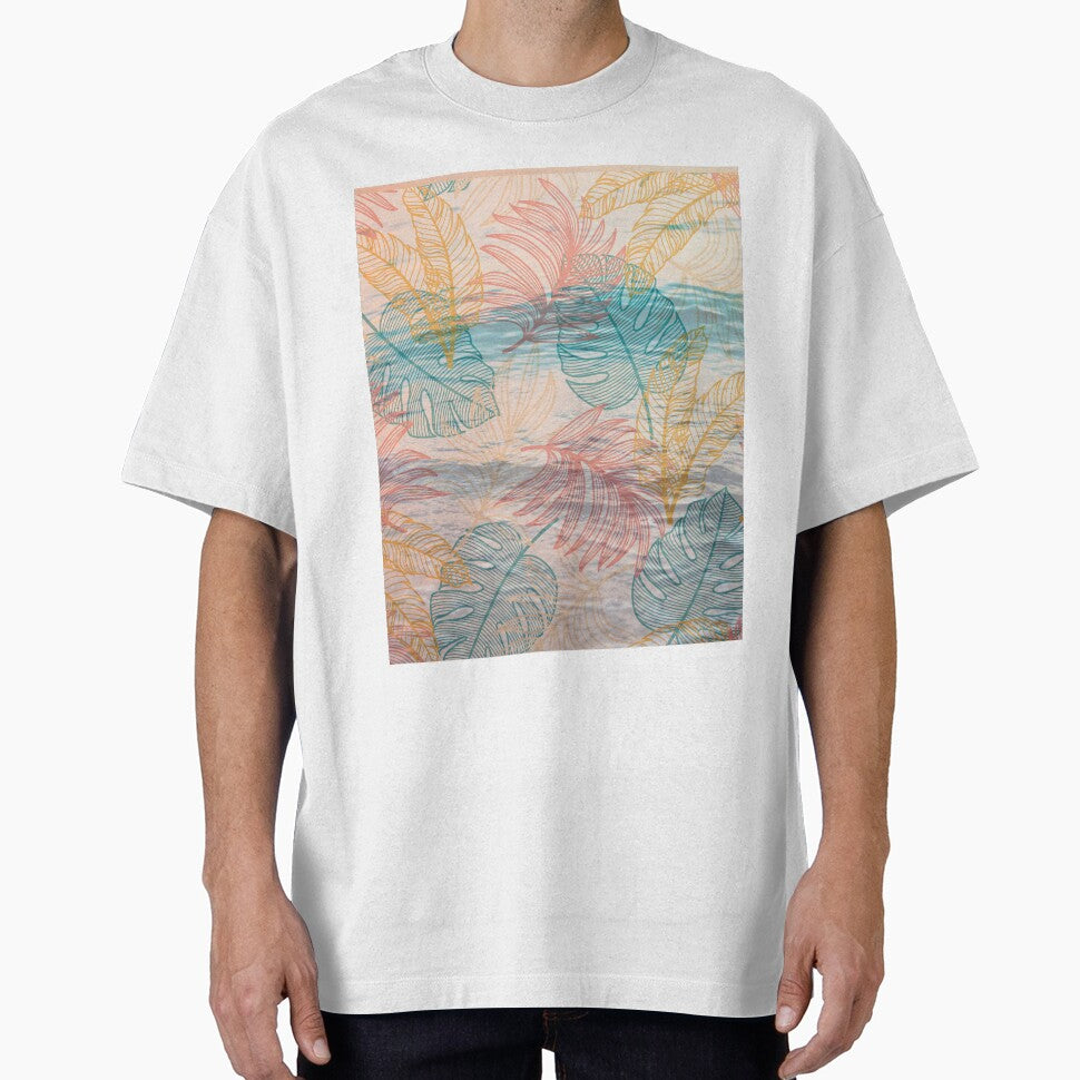 pastel ocean with colorful leaf pattern by Beeroclock