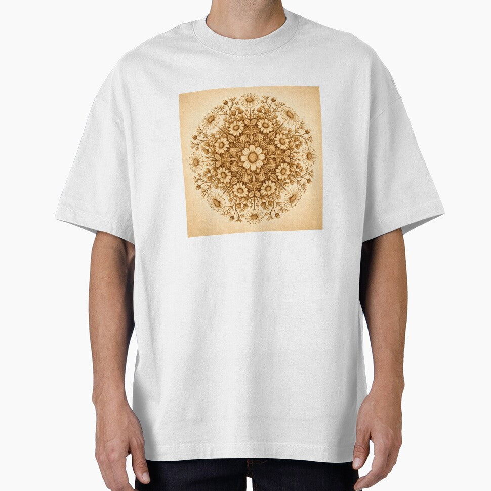 Matricaria chamomilla – Botanical Geometry Mandala (Sepia Edition) by Colorshow-relax
