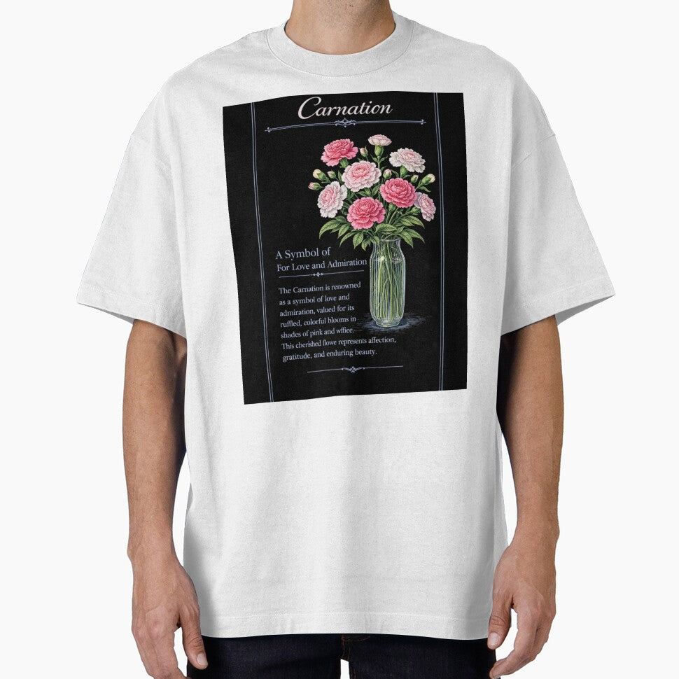 Carnation Botanical Print, Vintage Floral Illustration, Love and Admiration on Black by Prayful