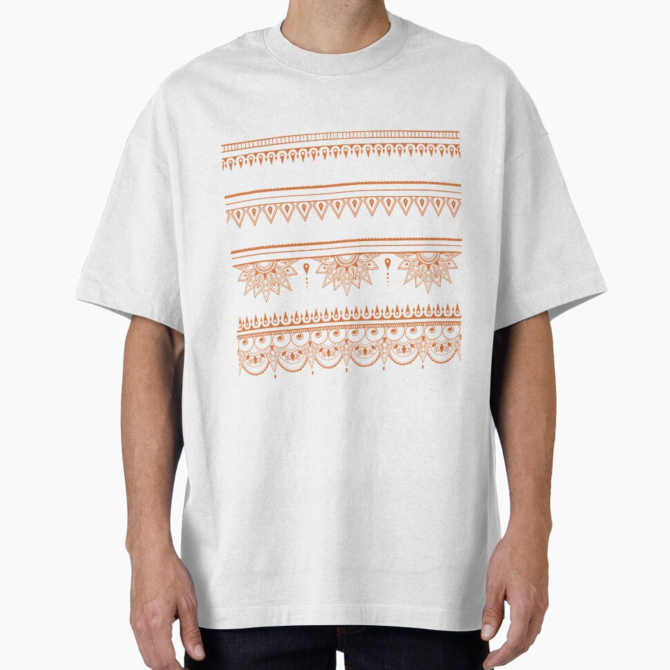 South asian patterns orange on black by Chaoticzarts