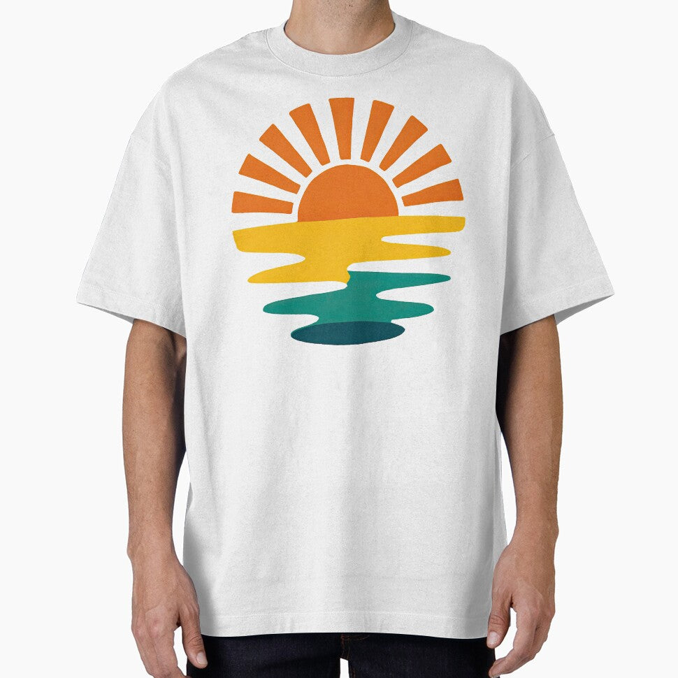 Retro Sunset Beach Minimalist Design by ArtfulWeave