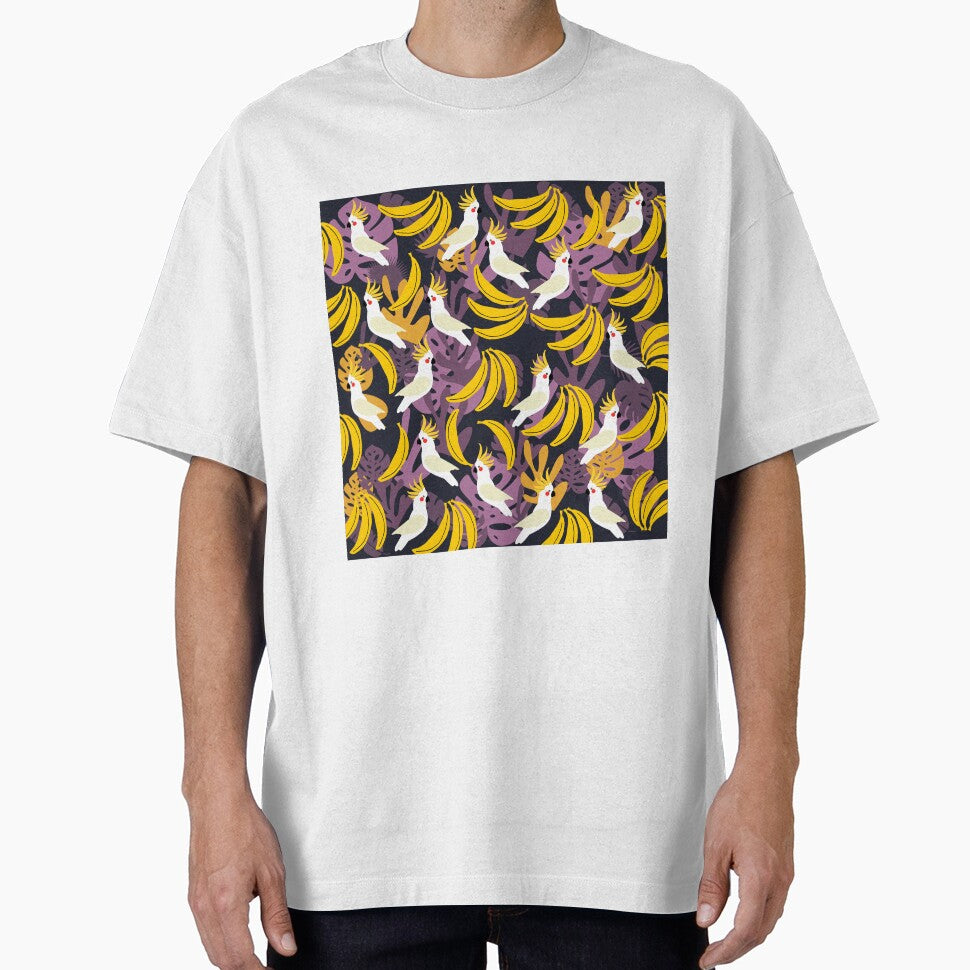 Tropical Fruit and Tropical Birds in Yellow and Purple by kapotka