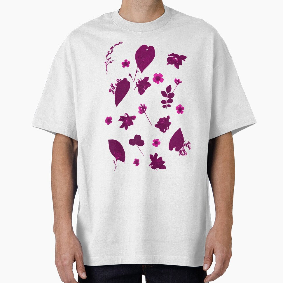Pink Floral Pressed Flower and Leaf Pattern by Ivy Lily Art
