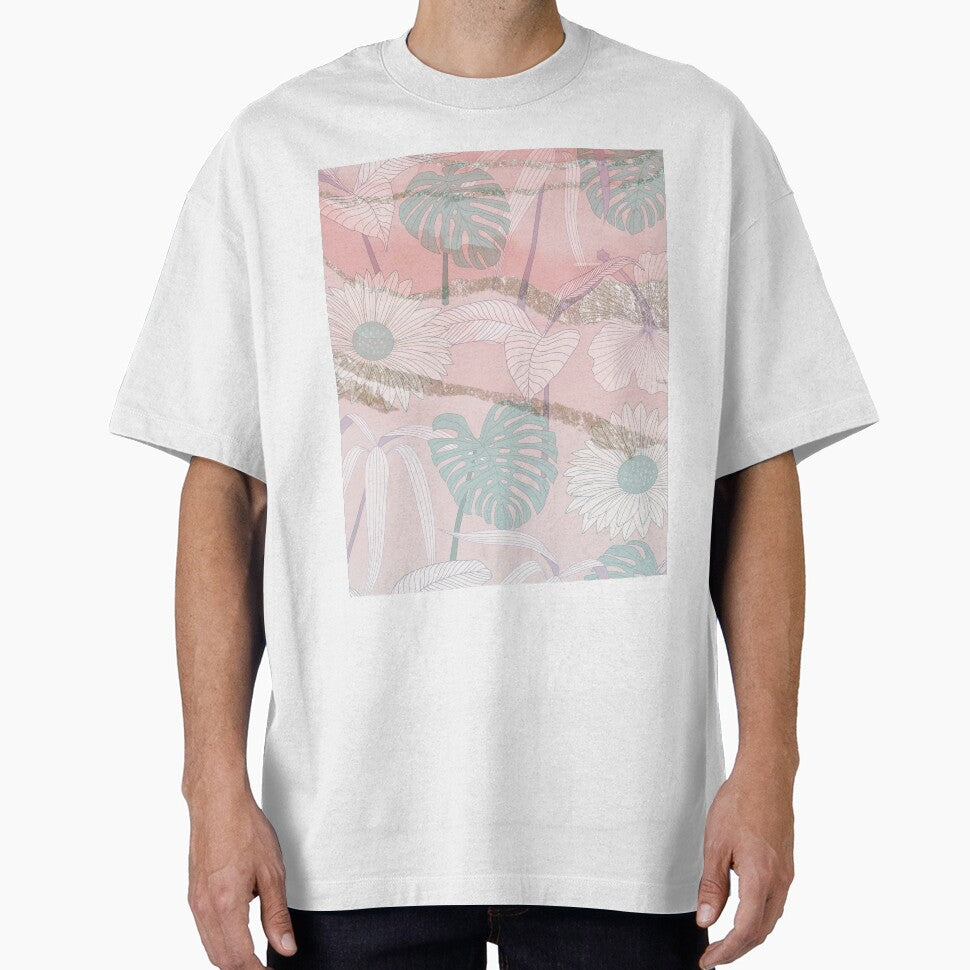 pastel pink watercolor flower leaf pattern by Beeroclock