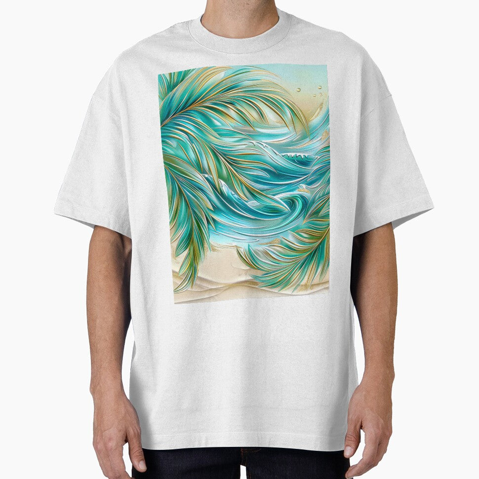 Abstract Palm Trees Over Ocean Waves by MargaretWiktor