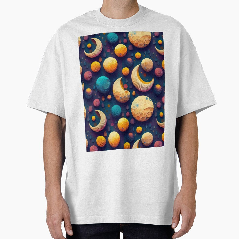 Lunar Landscape: A whimsical pattern featuring moons of various shapes and sizes, each with unique craters and textures, creating a dreamy and ethereal atmosphere. by Grang Art Artistic Designs