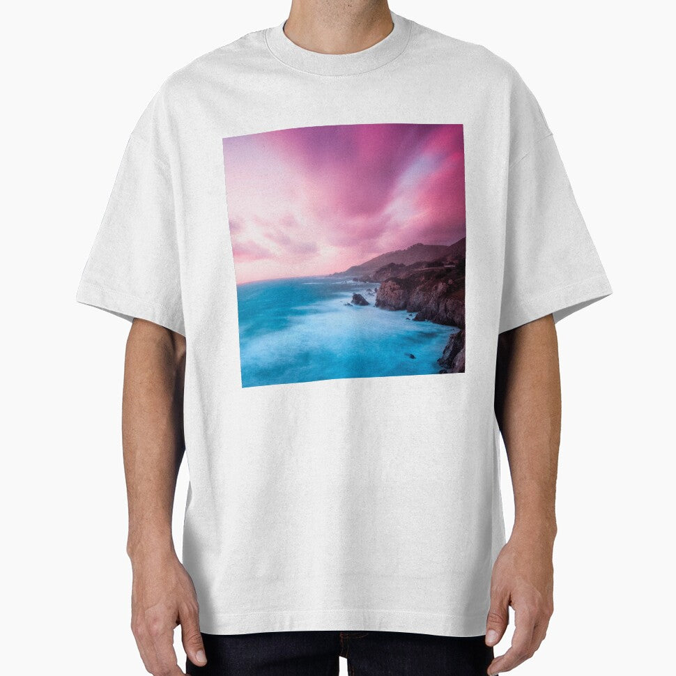 Pink Sunset Blue Ocean by newburyboutique