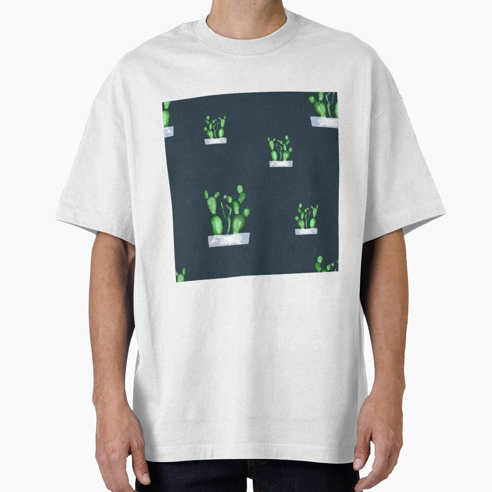 Cactus green seamless pattern a watercolor sketch blue by Yana Mustafina | Boho Soulful Designs
