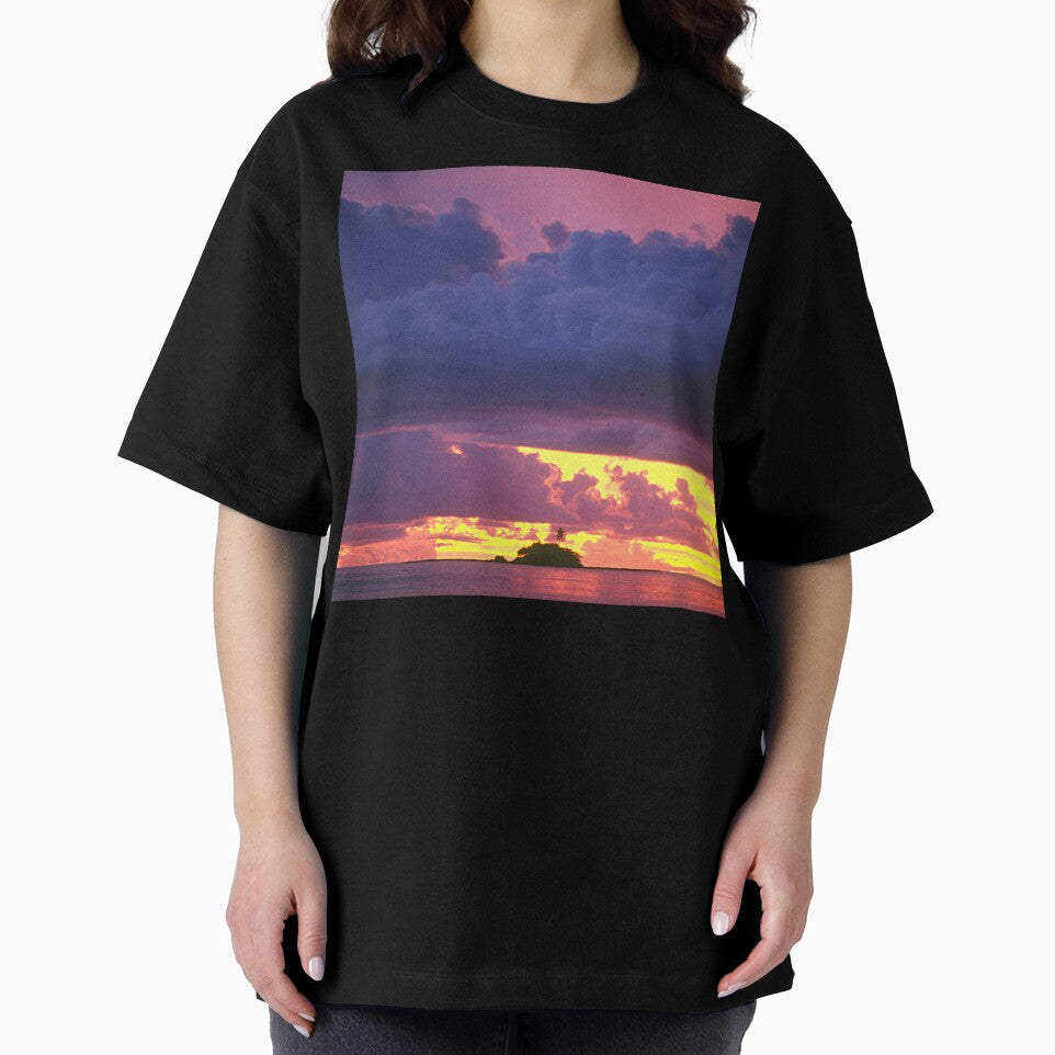 Purple, Pink, Golden Sunset Over Tiny Micronesian Island by DEC02