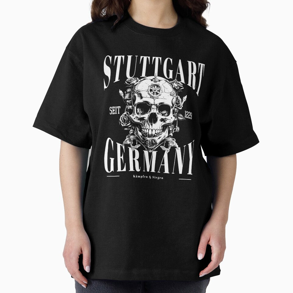 Stuttgart Germany lettering with skull by Ecmoprints