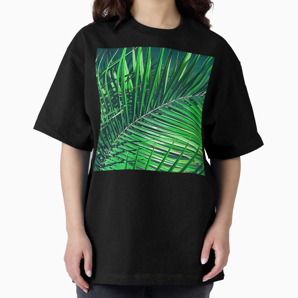 Green Emerald-Hues Exotic Palm Leaf Close-Up by DEC02