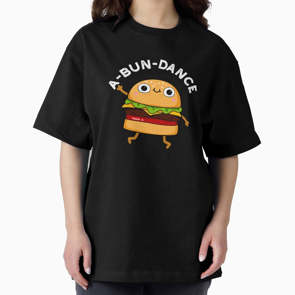 A-bun-dance Funny Dancing Burger Puns (Dark BG) by punnybone